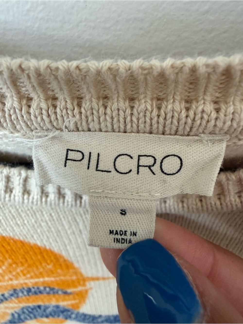 Anthropologie Pilcro Surf Season Graphic Muscle Sweater Tank Vacay Sun Beach M - Picture 9 of 11